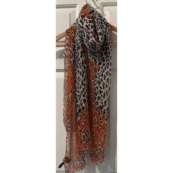 VERSACE Animal Print Design Sheer Silk Scarf Italy Barocco-Italy - Picture 6 of 12